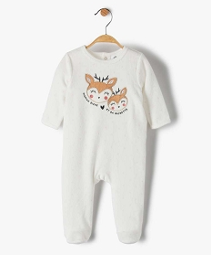 pyjama dors-bien bebe fille en velours avec motif biches beigeB454801_1