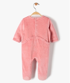pyjama bebe fille en velours avec inscription sur le buste roseB455301_3