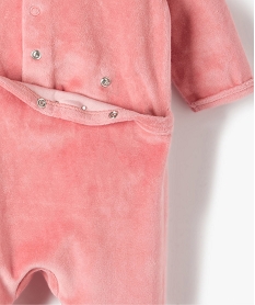 pyjama bebe fille en velours avec inscription sur le buste roseB455301_4