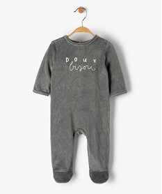 GEMO Pyjama bébé en velours avec message Gris