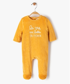 pyjama bebe en velours avec message jaune pyjamas veloursB455601_1