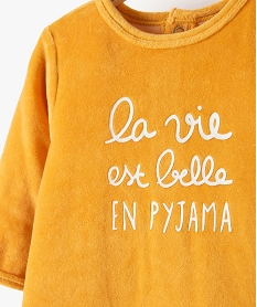 pyjama bebe en velours avec message jaune pyjamas veloursB455601_2