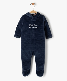 pyjama bebe garcon en velours avec message bleuB455701_1