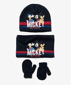 GEMO Ensemble bébé garçon (3 pièces) : bonnet + snood + gants - Mickey Bleu