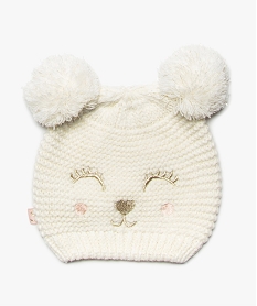 GEMO Bonnet avec broderie pailletée et oreilles pompons bébé fille blanc chine