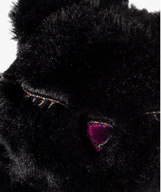 cache-oreilles fille en matiere peluche motif nounours noir foulards echarpes et gantsB462501_2