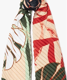foulard femme gaufre avec motif exotique multicoloreB466901_2