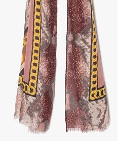 foulard femme multicolore avec motifs chaines roseB467601_2