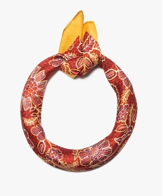foulard femme satine a motifs fleuris orangeB469001_2