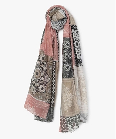 foulard femme a imprime geometrique grandes dimensions rose autres accessoiresB469101_1