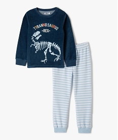 GEMO Pyjama garçon en velours avec motif dinosaure Bleu