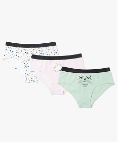 shorties fille imprimes avec ceinture contrastante (lot de 3) multicolore slips shortiesB477901_1