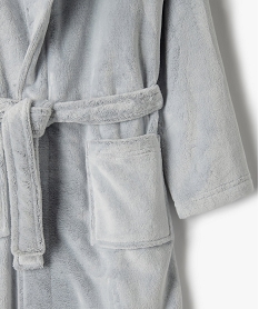 robe de chambre enfant en maille peluche avec capuche gris pyjamasB478401_2