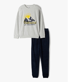 GEMO Pyjama garçon bicolore avec motif montagne Gris