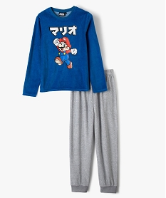 GEMO Pyjama garçon velours imprimé - Mario Bros Bleu