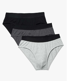 GEMO Slip homme en coton stretch uni à ceinture élastique (lot de 3) Multicolore