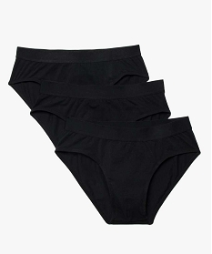 GEMO Slip homme en coton stretch uni à ceinture élastique (lot de 3) noir vif