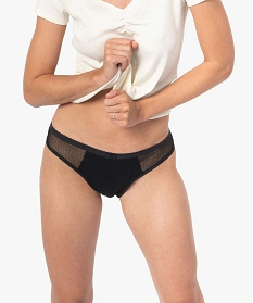 culotte menstruelle en coton stretch et plumetis pour flux abondant - dim protect noir culottesB486101_1