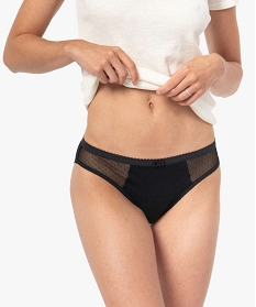 culotte menstruelle en coton stretch et plumetis pour flux moyen - dim protect noir culottesB486301_1