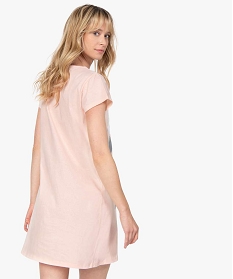 chemise de nuit imprimee a manches courtes femme rose nuisettes chemises de nuitB487201_3