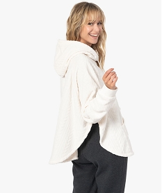 veste dinterieur femme en maille peluche a capuche blanc pyjamas ensembles vestesB488301_3