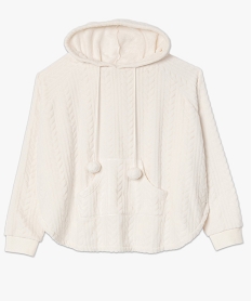 veste dinterieur femme en maille peluche a capuche blanc pyjamas ensembles vestesB488301_4