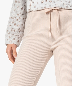 pantalon de pyjama femme en maille cotelee beige bas de pyjamaB490201_2