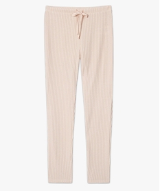 pantalon de pyjama femme en maille cotelee beige bas de pyjamaB490201_4