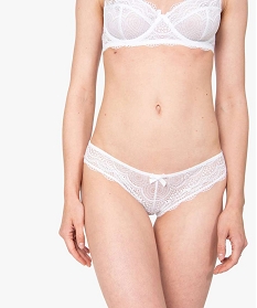 GEMO Culottes en dentelle et tulle femme (lot de 2) blanc vif