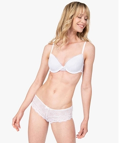 shorty en dentelle et tulle femme (lot de 2) blanc vif shortiesB495101_3