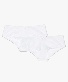 shorty en dentelle et tulle femme (lot de 2) blanc vif shortiesB495101_4