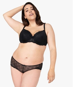 shorty femme grande taille en dentelle et tulle noir shortiesB495301_3