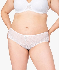 GEMO Shorty en dentelle et tulle femme grande taille blanc vif