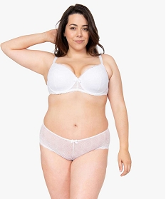 shorty femme grande taille en dentelle et tulle blanc shortiesB495401_3