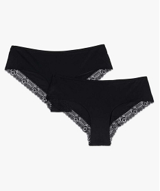 shorty femme en microfibre et dentelle (lot de 2) noir shortiesB495501_4