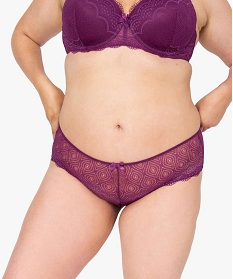 shorty femme grande taille en dentelle et tulle violet shortiesB495701_2