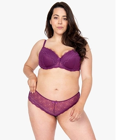 shorty femme grande taille en dentelle et tulle violet shortiesB495701_3