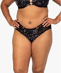 shorty femme grande taille en dentelle et tulle fleuri noir shortiesB497201_1