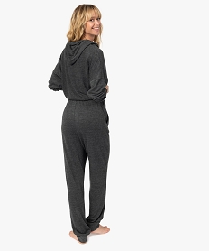 combinaison femme a capuche en maille douce gris pyjamas ensembles vestesB501801_3