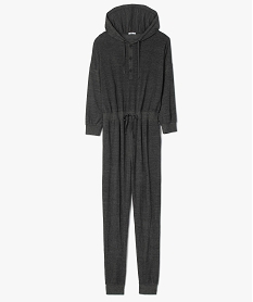 combinaison femme a capuche en maille douce gris pyjamas ensembles vestesB501801_4