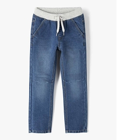 GEMO Jean coupe Regular avec ceinture en bord-côte garçon bleu vif