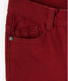 pantalon garcon coupe skinny en toile extensible rouge pantalonsB506601_3