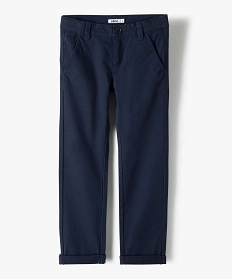 GEMO Pantalon chino en twill de coton garçon Bleu