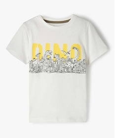 tee-shirt garcon a manches courtes imprime dinosaure blanc tee-shirtsB511701_1