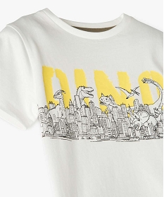 tee-shirt garcon a manches courtes imprime dinosaure blanc tee-shirtsB511701_2