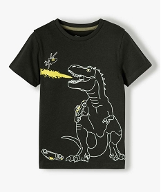 tee-shirt garcon a manches courtes imprime dinosaure gris tee-shirtsB512001_1