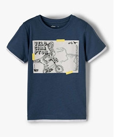 tee-shirt garcon effet 2 en 1 avec large motif dinosaure bleuB512201_2