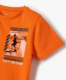 tee-shirt garcon imprime a manches courtes orangeB512601_2