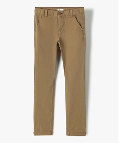 GEMO Pantalon garçon chino uni à revers marron standard