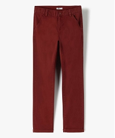 GEMO Pantalon garçon chino uni à revers Rouge